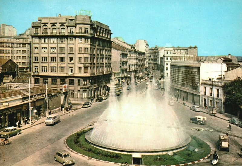 Postcard Illuminated Architectural Fountain Tourist Attraction La Coruña Spain 