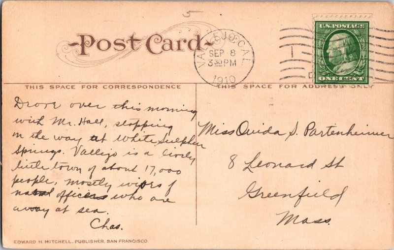 Carnegie Public Library Vallejo California #592 Mitchell Postcard 1910