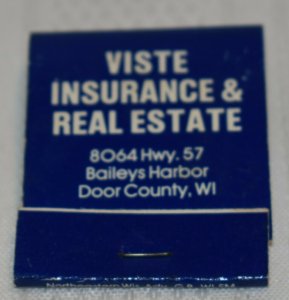 Viste Insurance & Real Estate Door County Advertising 20 Strike Matchbook