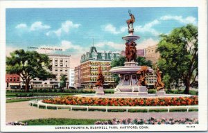 postcard Corning Fountain, Bushnell Park, Hartford, Connecticut