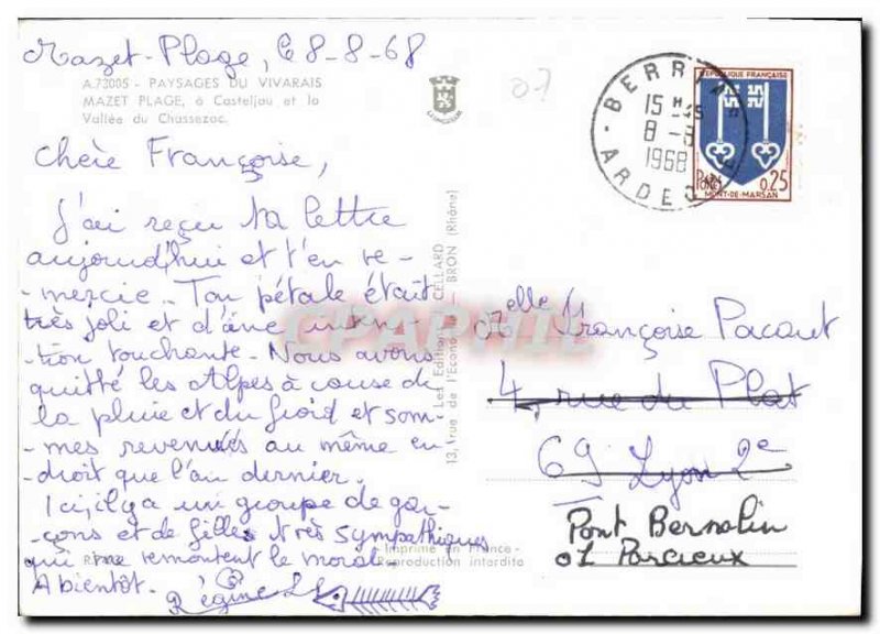 Postcard Modern Chassezac has Mazet Beach