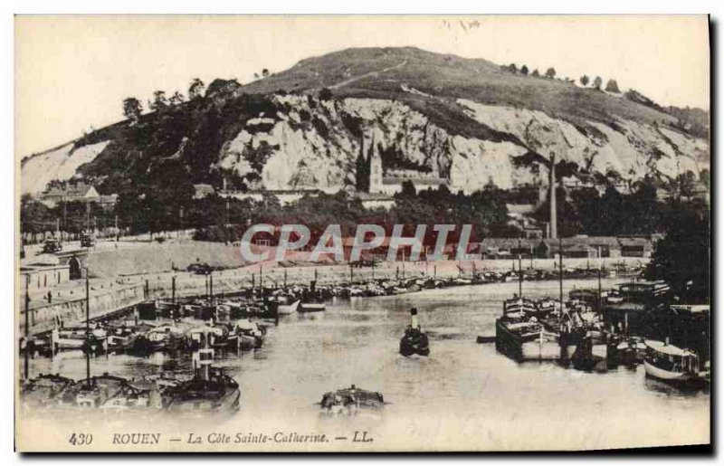 Old Postcard Rouen La Cote St. Catherine Boat