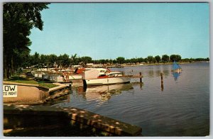 Green Bay Wisconsin 1960s Postcard Menominee Park Yacht Harbor Oshkosh Boats