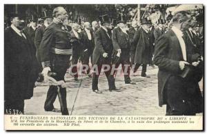 Postcard Old Death Funerals of victims of the disaster Liberte Messrs Preside...