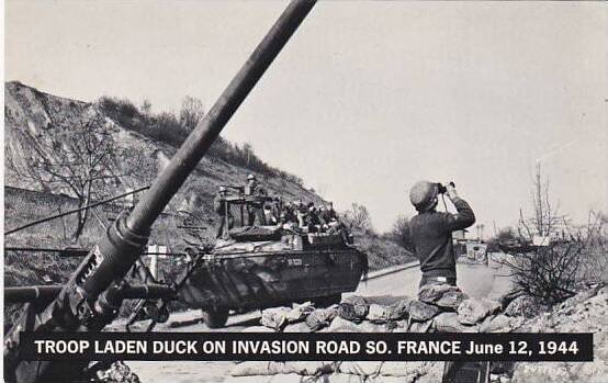 Troop Laden Duck On Invasion Road South France June 12 1944 Real Photo