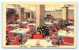 ALEXANDRIA, LA Louisiana ~ HOTEL BENTLEY Coffee Shop  c1940s Roadside Postcard