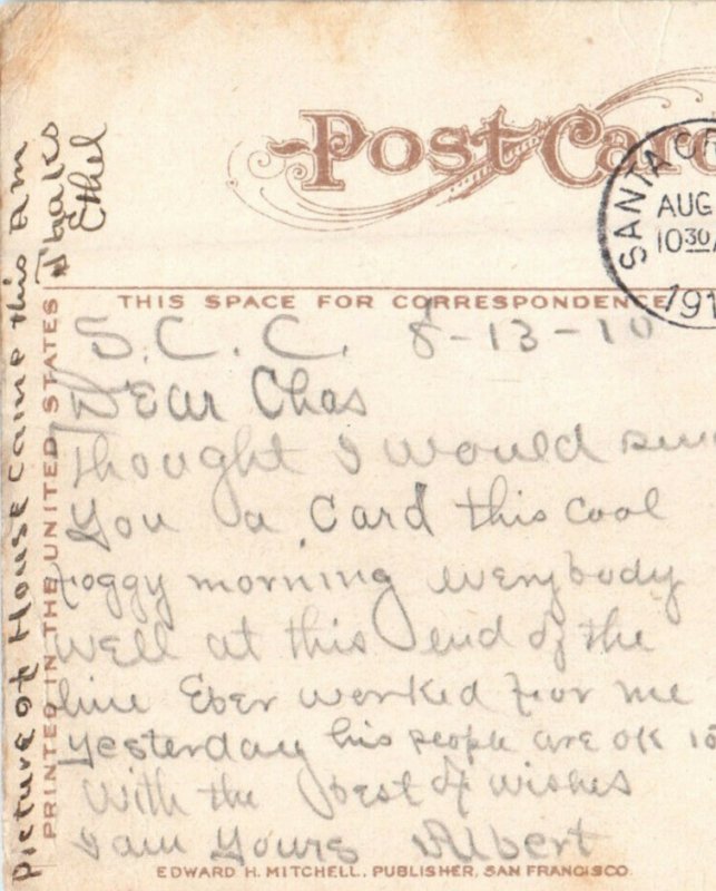 1910 Log In Trains, Santa Cruz, California CA Posted Antique Postcard 