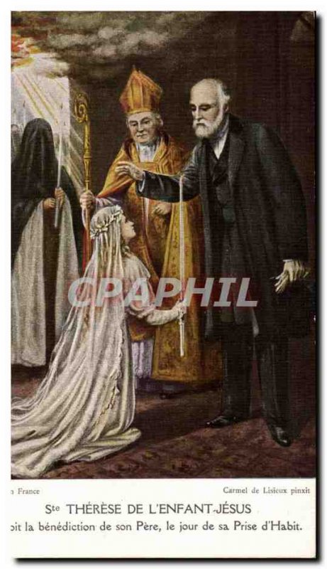 Postcard Old St Therese of & # 39enfant Jesus receives the blessing of his Fa...