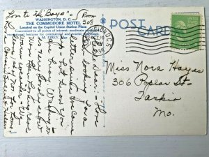 Vintage Postcard 1938 Hotel Commodore Union Station Plaza Washington,D.C. 