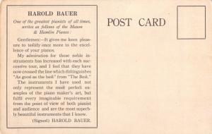 HAROLD BAUER-BRITISH PIANIST~MASON & HAMLIN PIANOS ENDORSEMENT POSTCARD