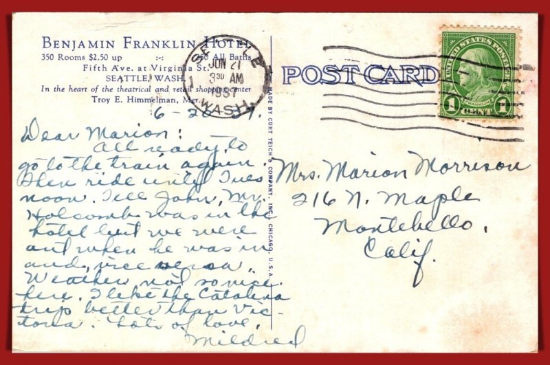 Washington, Seattle - Benjamin Franklin Hotel - [WA-174]