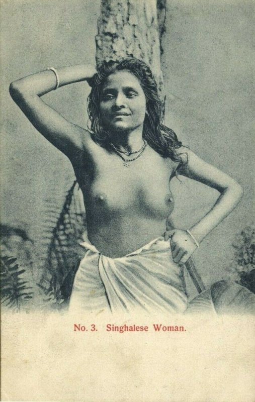 ceylon, Beautiful Native Nude Singhalese Woman against Tree (1910s) Postcard