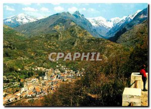Postcard Modern Ax les Thermes Spa From the road Bonascre general view off th...