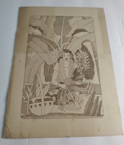 S.S. Matsonia Matson Lines Menu Cover 1950's Ti Leaf Skirt Making