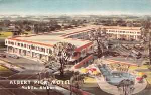 MOBILE, AL Alabama  ALBERT PICK MOTEL~Pool ROADSIDE  Artist's Rendition Postcard