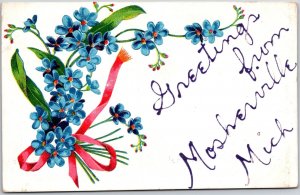 Forget-Me-Nots Pink Ribbon Greetings From Mosherville Michigan MI Postcard