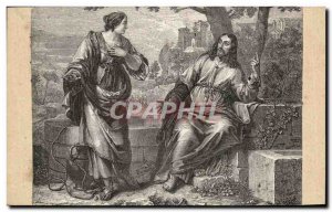 Old Postcard Christ and woman