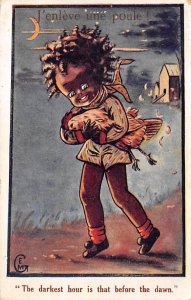 Boy with Chicken Postcard