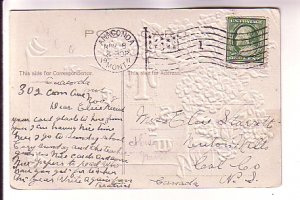 Vintage Friendship Postcard with Pink Flowers, Used 1911 Montana Flag Cancel