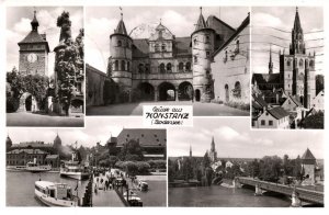 VINTAGE POSTCARD 5-PART VIEWS OF THE CITY OF KONSTANZ GERMANY FANCY CANCEL 1953