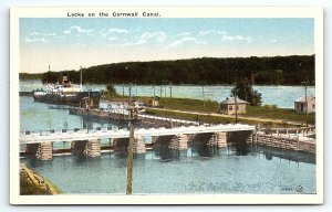 c1910 MONTREAL ST LAWRENCE RIVER LOCKS CORNWALL CANAL VALENTINE POSTCARD P1770