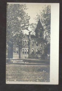 RPPC BELLE PLAINE IOWA HIGH SCHOOL BUILDING VINTAGE REAL PHOTO POSTCARD