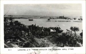 WWII Okinawa Japan 6th Marine Division Landing L Day Real Photo Postcard