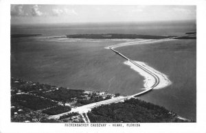 Miami Florida panoramic aerial view Rickenbacker Causeway real photo pc ZC548668