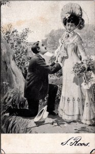 Beautiful Romantic Couple Art Vintage Postcard C165