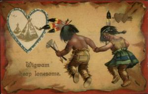 Ellen Clapsaddle Valentine - Native Indian Children c1910 Postcard