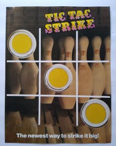 Tic Tac Strike Arcade Flyer 1986 Original Shuffle Alley Bowling Game 8.5 x 11