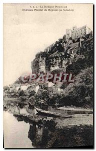 Old Postcard The Dordogne Picturesque Feodal Chateau Beynac in Sarlat