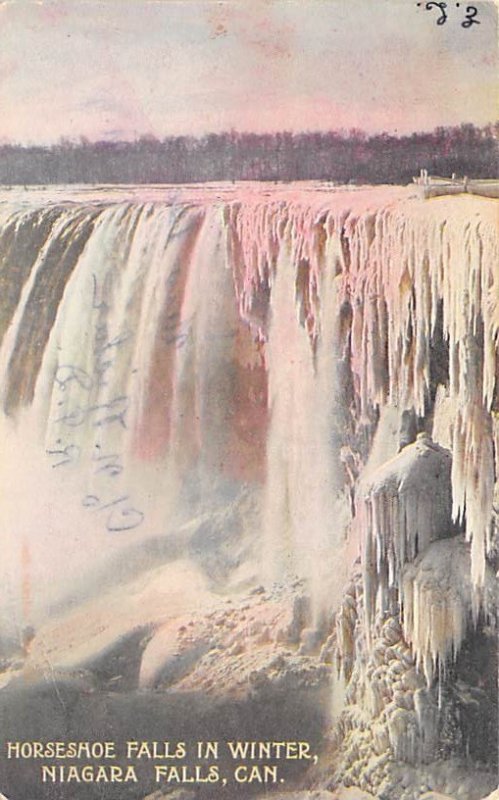 Horseshoe Falls in winter Niagara Falls, Canada D.P.O. , Discontinued Post Of...