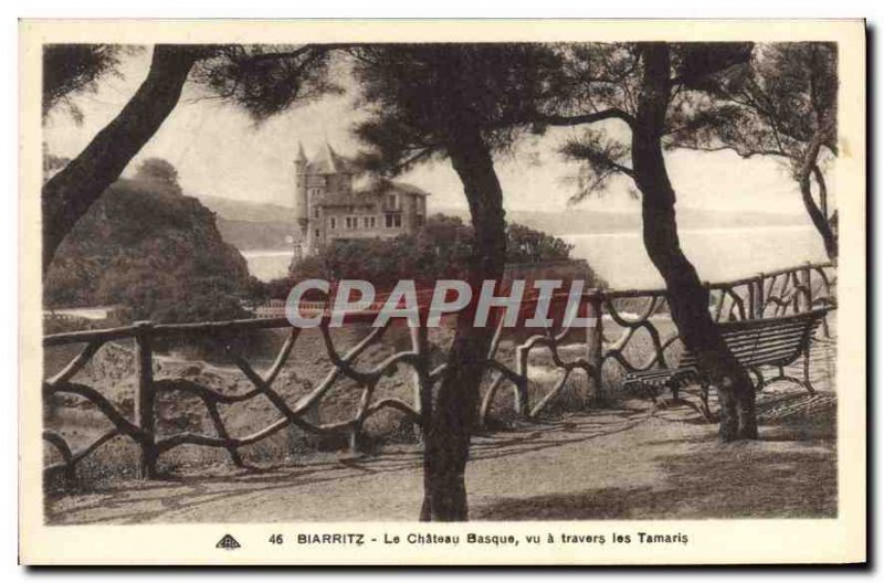 Old Postcard Biarritz The Basque Chateau seen through the Tamaris