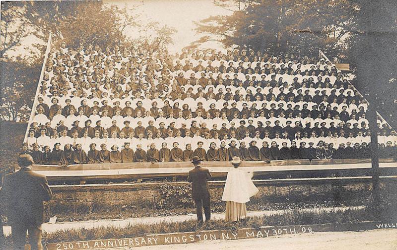 Kingston NY 250th Anniversary 500 Children Live Flag May 30, 1908 RPPC Postcard 