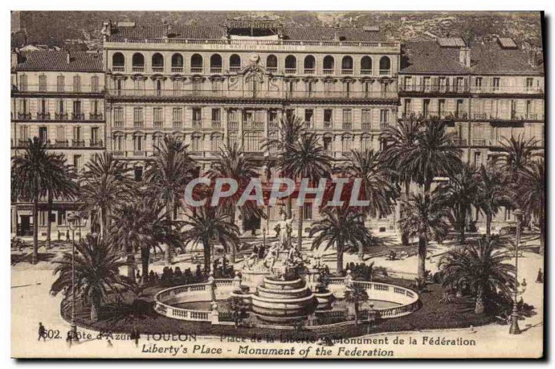 Old Postcard Toulon Place De La Liberte Monument federation