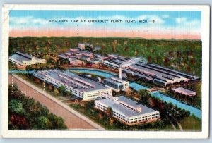 1940 Bird's Eye View Of Chevrolet Plant Buildings River Flint Michigan Postcard