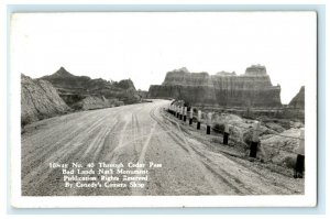 1947 Hiway No. 40 Cedar Pass Bad Lands Monument Kadoka SD RPPC Photo Postcard 