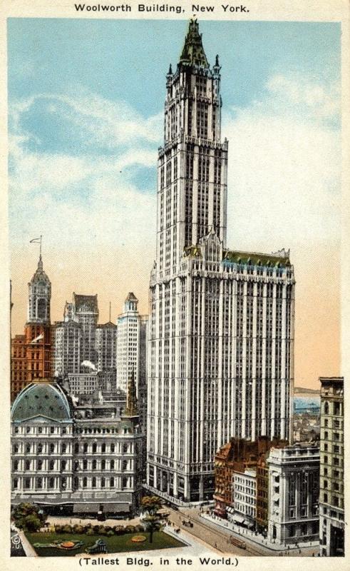 NEW YORK CITY NY, Woolworth Skyscraper, c1920s Vintage Postcard Z1497