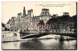 Old Postcard Paris L & # 39Hotel Town And The Bridge & # 39arcole