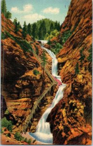 Bridges Postcard Seven Falls South Cheyenne Canyon Colorado Posted 1940