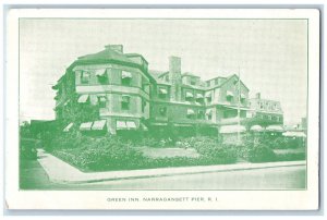 c1905's Green Inn Narragansett Pier Newport Rhode Island RI Green Tint Postcard