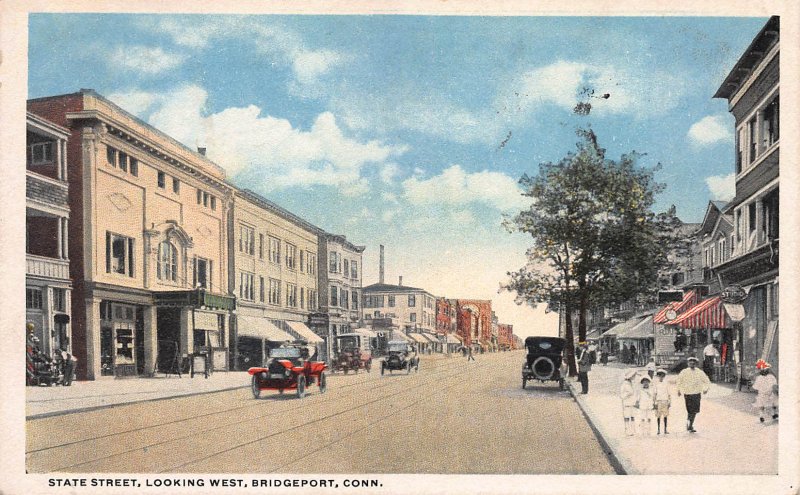 State Street, Looking West, Bridgeport, CT, Early Postcard, Used in 1919