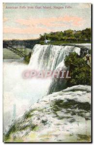 Old Postcard Niagara Falls American Falls From Goat Island