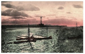 Vintage Postcard On the Mersey at New Brighton  England w/ Ships Postcard