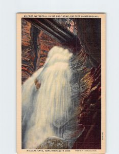 Postcard 60 Foot Waterfall In 150 Foot Dome, Niagara Cave, Harmony, Minnesota