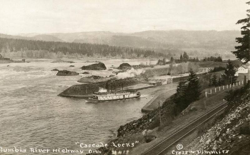 OR - Cascade Locks along Columbia River Hwy  *RPPC