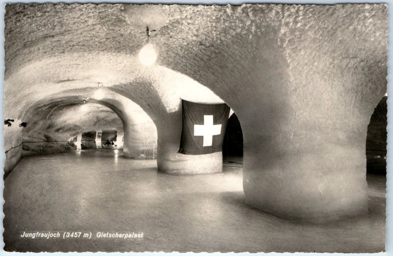 c1930s Jungfraujoch, Switzerland RPPC Glacier Palace Ice Cave Tunnel Swiss A348