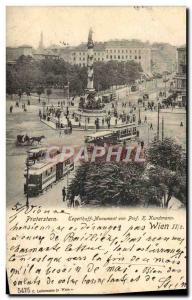 Postcard Old Praterstern Tegetthoff Monument von Prof K Kundmann Wien Tram