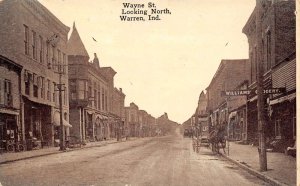 Warren Indiana Wayne Street, Looking North Williams Grocery Vintage PC U2653